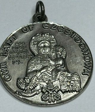 † 1960 Vintage " Our Lady Of Czestochowa " Sterling Pendant 1 5/6 " 10.  27 Grs †