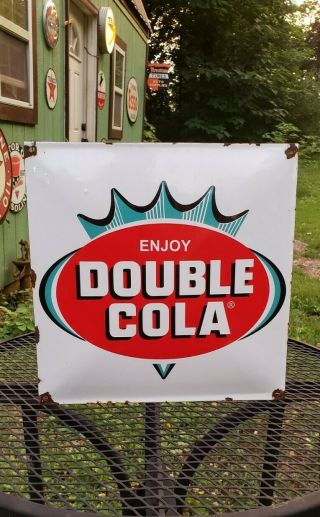 Double Cola Porcelain Metal Sign Vintage Style Vending Soda Fountain Display
