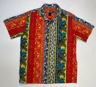 Vintage Chaps Polo Ralph Lauren Hawaiian Shirt Men Medium Multicolor Crazy Print