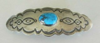 Vintage & Unique Sterling Silver & Turquoise Stone Hair Barrette Made In France