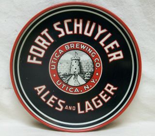Vintage " Fort Schuyler Ales & Lager " Beer Metal Serving Tray Utica Brew