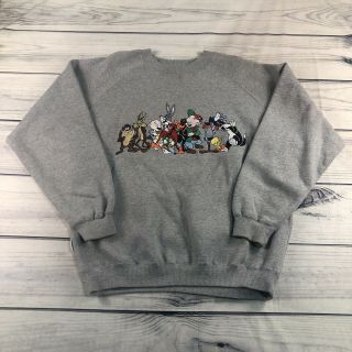 Vintage Looney Tunes Pullover Gray Mens Sweatshirt Acme Clothing