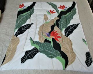 Hawaii Vintage Hawaiian Baby Quilt Printed Fabric Bird Of Paradise 34 " X 41 "