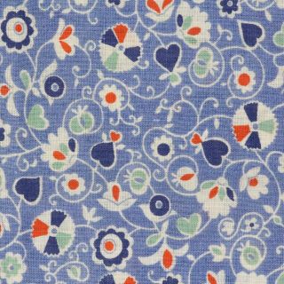 1/2 Yard Vintage Fabric 34 " Wide X 18 " Blue