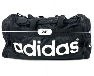 Vintage Adidas Large Duffle Gym Sports Bag Zip Up Black/ White Trefoil 1980s 90s 2