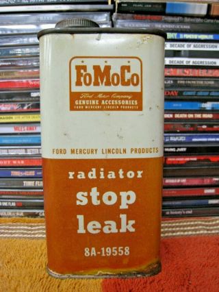Vintage Ford Radiator Stop Leak Can For Display Fomoco Parts Dealership Gas Oil