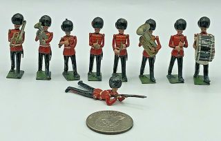 (9) Pc Vintage Britains Ltd British Band Parade Metal Lead 54mm Toy Soldiers Exc