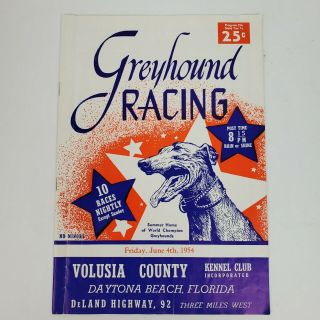 Vintage 1954 Greyhound Racing Program Daytona Beach Florida