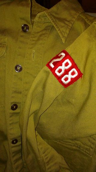 Boy Scouts Uniform Long Sleeved Class A Vtg Green Shirt Boy Scout Bsa